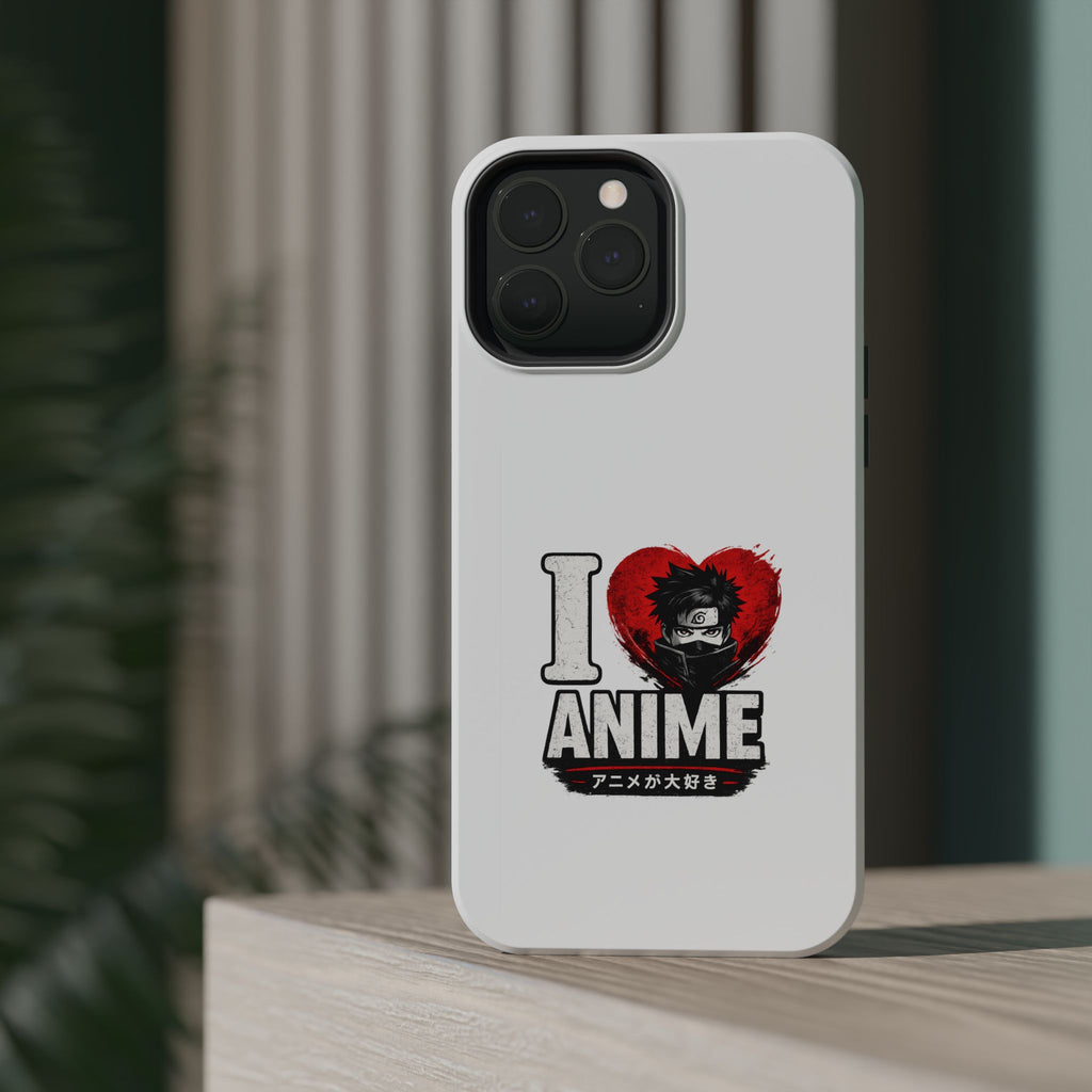 I Love Anime Magnetic Impact Case — Shockproof Phone Cover with Heart Graphic