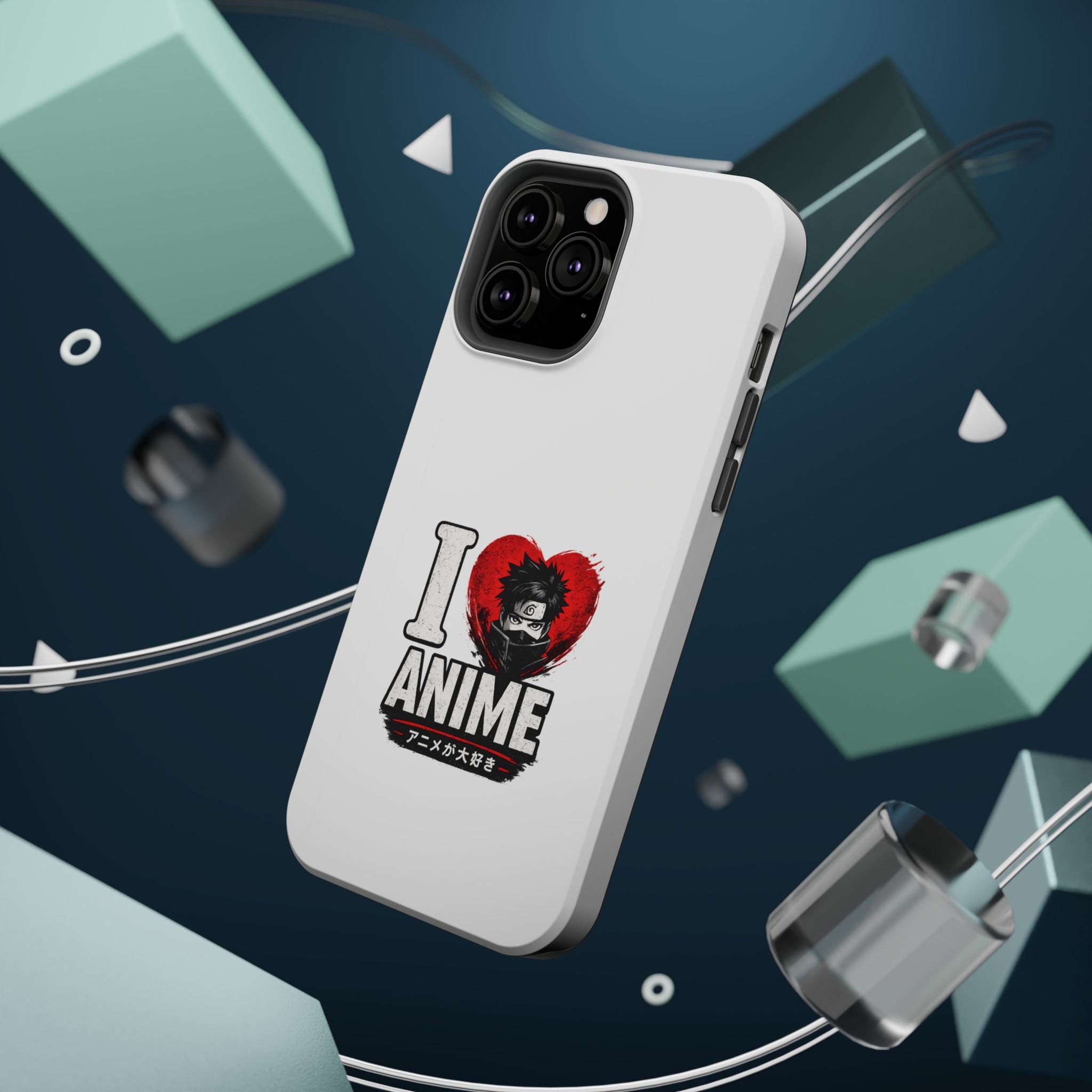 I Love Anime Magnetic Impact Case — Shockproof Phone Cover with Heart Graphic