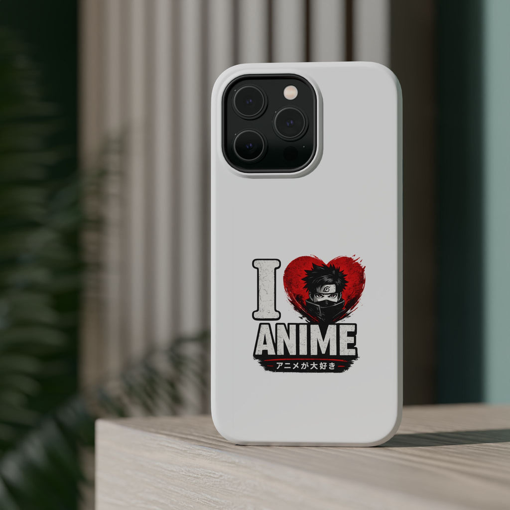 I Love Anime Magnetic Impact Case — Shockproof Phone Cover with Heart Graphic