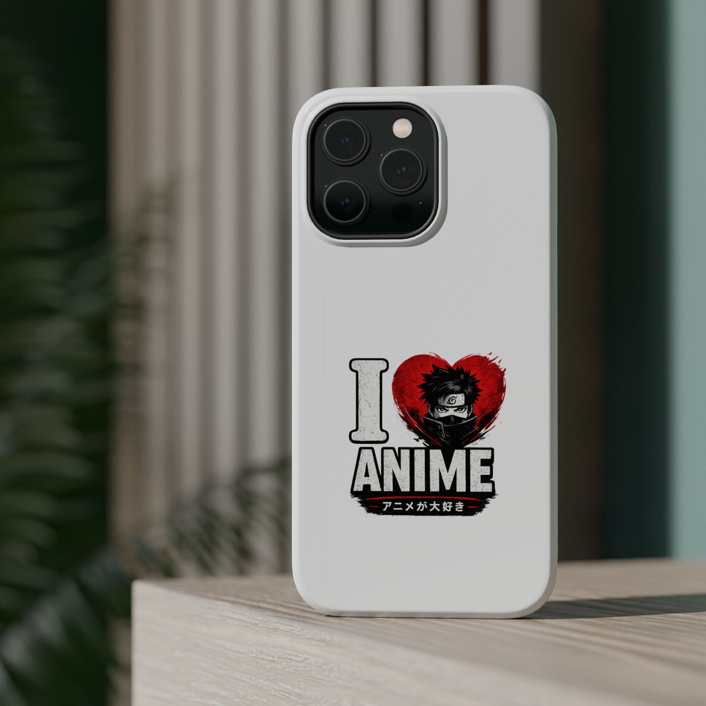 I Love Anime Magnetic Impact Case — Shockproof Phone Cover with Heart Graphic