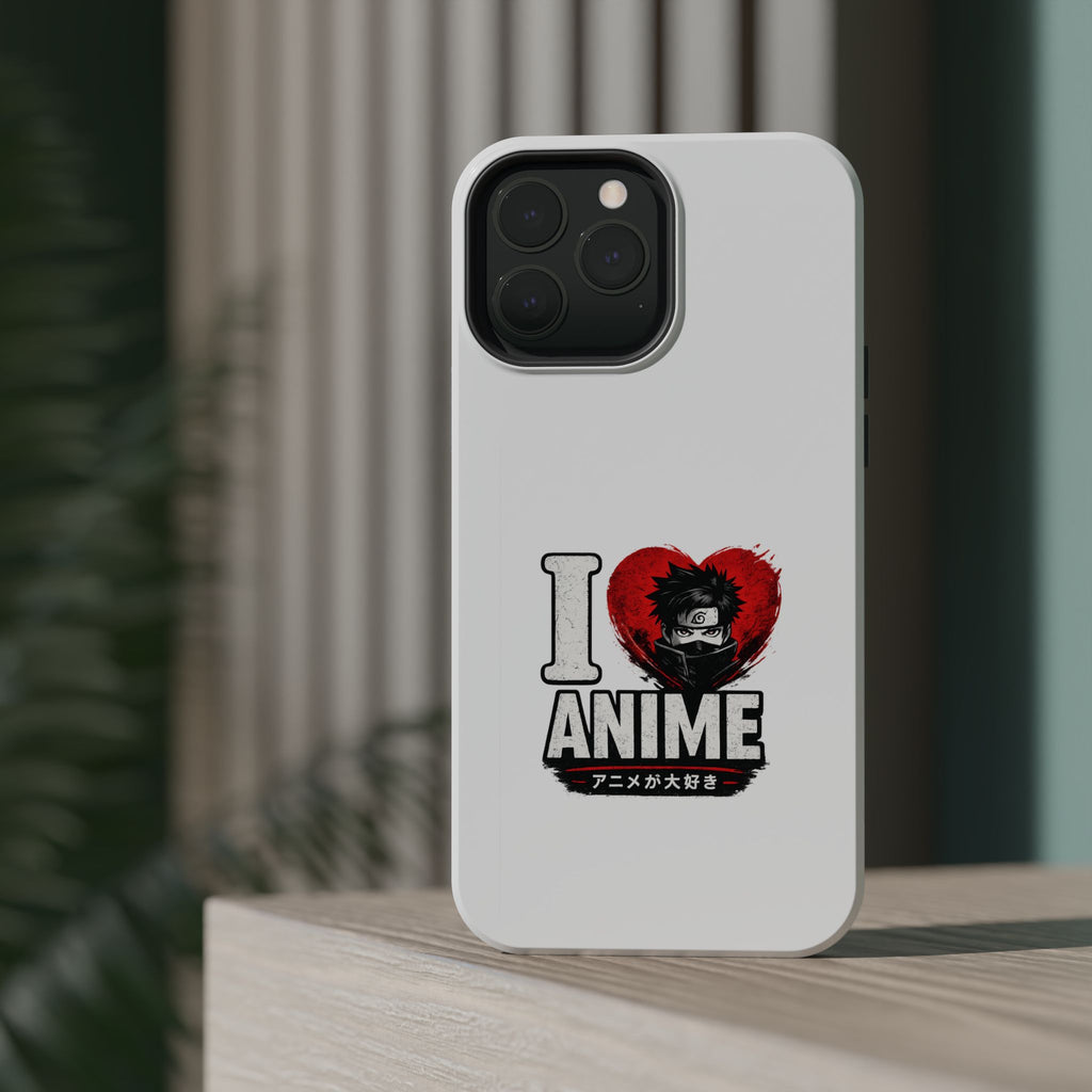 I Love Anime Magnetic Impact Case — Shockproof Phone Cover with Heart Graphic